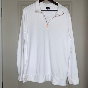 Good Man Brand Athletic Quarter Zip Slub Sweater White Pullover